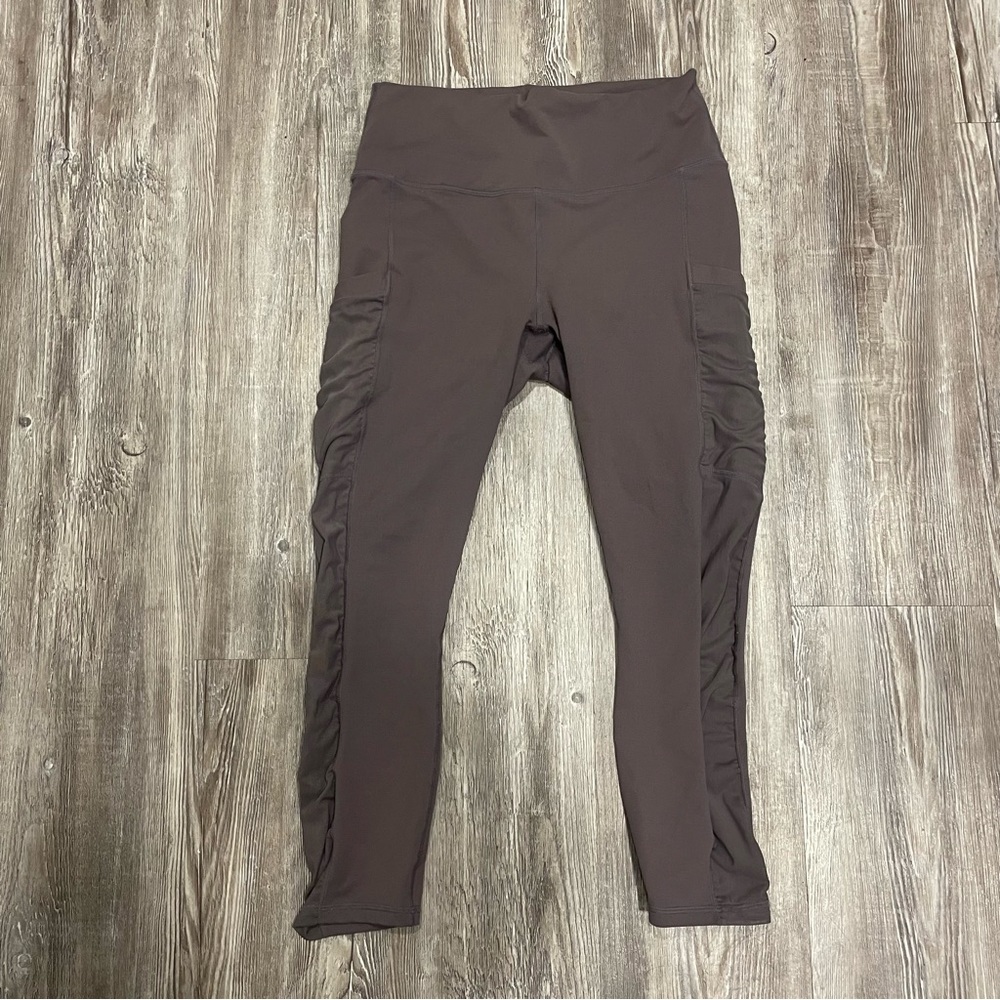 Fabletics Women's Mila On The Go Gray Mesh High Waisted Pockets Leggings Medium